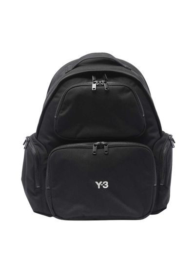 Y-3 Logo-embroidered Padded Backpack In Black