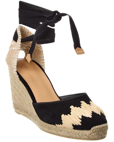 Castaã±er Cande Suede Wedge Sandal In Black