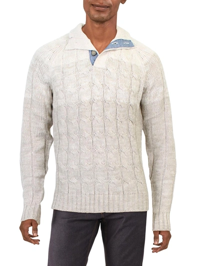 Weatherproof Vintage Mens Cable Knit Shawl Collar Pullover Sweater In Multi