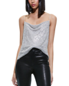 Alice And Olivia Harmon Crystal Chain Mail Cowl Neck Camisole In Grey
