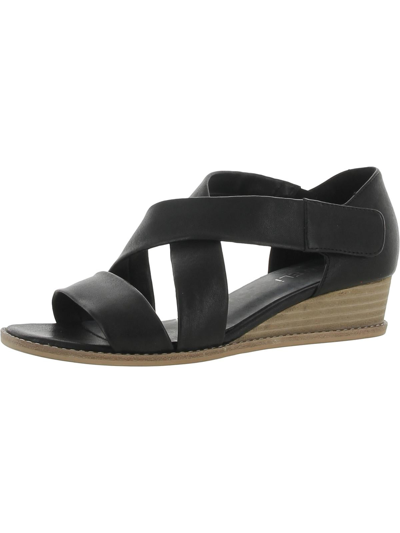 Vaneli Jala Womens Leather Slip-on Wedge Sandals In Black