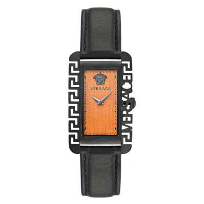 Versace Flair Gent Quartz Orange Dial Unisex Watch Ve7d00123 In Black / Orange