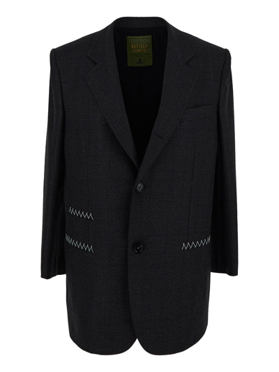 Bottega Veneta Prince Of Wales Jacket In Grey