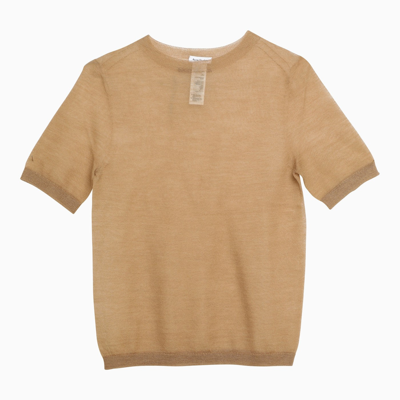 Acne Studios Caramel Beige Trasparent Jumper In Wool Blend In Cream