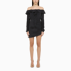 Alessandra Rich Off-shoulder Polka Dots Silk Mini Dress