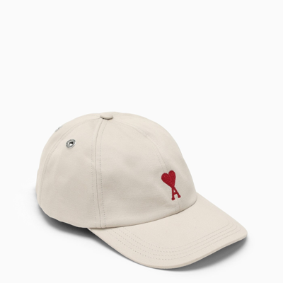 AMI ALEXANDRE MATTIUSSI AMI PARIS CHALK WHITE BASEBALL CAP WITH LOGO