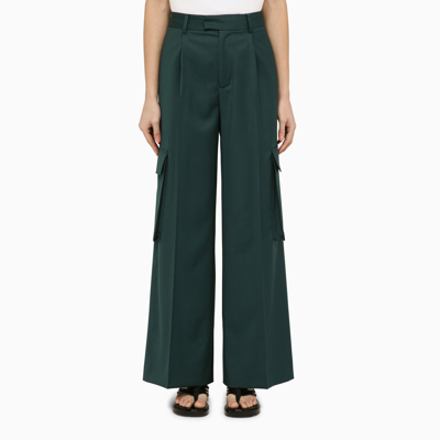 Amiri High-rise Pleated Wide-leg Cargo Trousers In Green