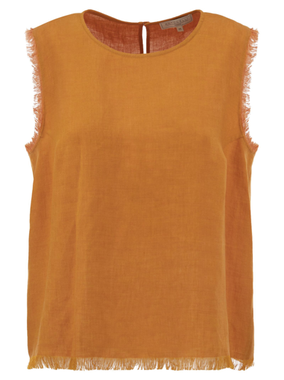 Antonelli Firenze Adrien Linen Sleeveless Jumper In Orange