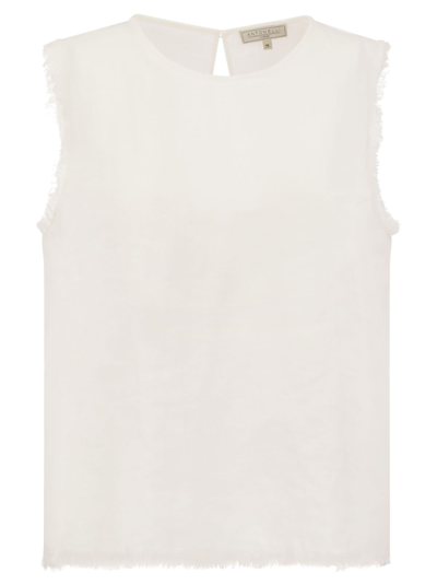 Antonelli Firenze Adrien Linen Sleeveless Jumper In White