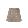 Balmain Checked Wool Blend High Rise Shorts