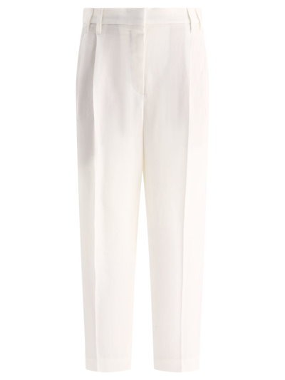 Brunello Cucinelli Linen Blend Trousers In Naturale