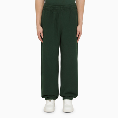 Burberry Ekd Logo-patch Cotton Track Pants In Green