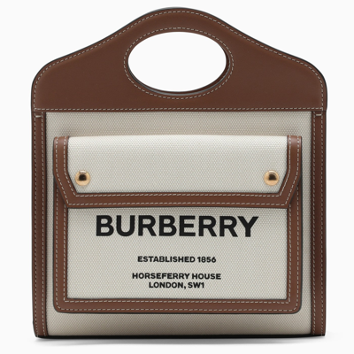 Burberry Pocket Tote Bag In Canvas And Leather