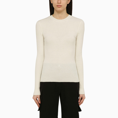 CANADA GOOSE CANADA GOOSE WHITE RIB KNITTED SWEATER IN WOOL