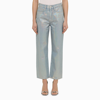 Frame Cropped Hologram Denim Jeans With Belt Loops
