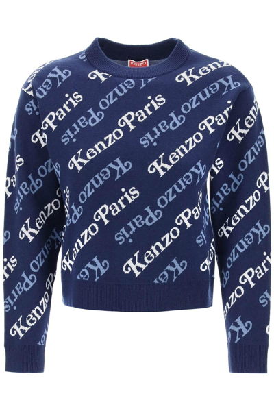 Kenzo Pullover With Logo Pattern In Blue