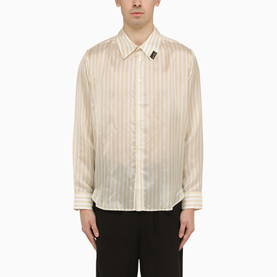 Martine Rose Striped Rayon Shirt In Yellow