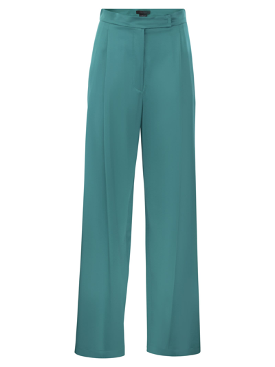 Max Mara Fiesta Silk Flared Trousers In Green