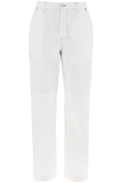 Mm6 Maison Margiela Pantaloni Ampi In Tela Di Cotone In White