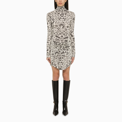 OFF-WHITE OFF WHITE™ LONG SLEEVED MINI DRESS WITH TATTOO PRINT