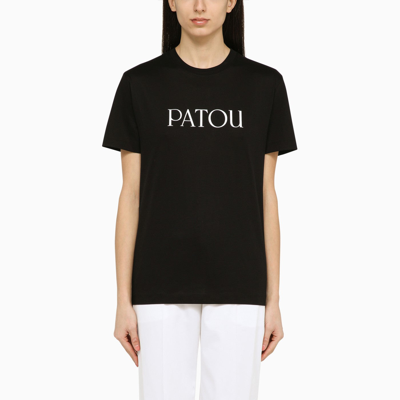 PATOU PATOU BLACK COTTON T SHIRT WITH LOGO