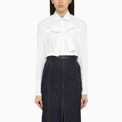 Patou Tie-fastening Cropped Shirt In White