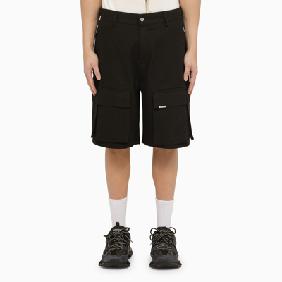 Represent Black Cotton Cargo Bermuda