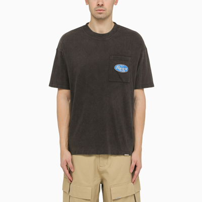 Represent Black Washed Out Cotton T Shirt With Logo