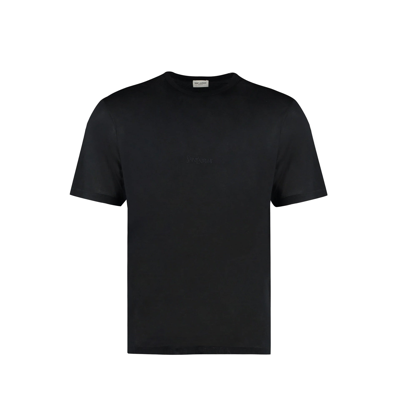 Saint Laurent Embroidered Sheer Crewneck T-shirt In Black