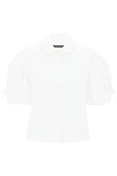 Simone Rocha Puff Sleeve Boxy Shirt In White
