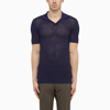 Tagliatore Dark Blue Polo Shirt With Classic Collar And Ribbed Trim In Cotton Man