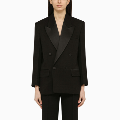 Victoria Beckham Black Double-breasted Jacket In Wool