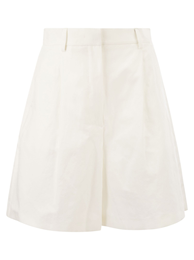 Weekend Max Mara Ecuba - Cotton And Linen Bermuda Shorts In White