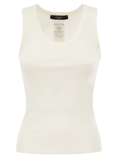Weekend Max Mara Multic Ribbed Cotton Yarn Top In White