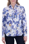 FOXCROFT MEGHAN ABSTRACT FLORAL COTTON BUTTON-UP SHIRT