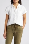 Caslon Linen Blend Camp Shirt In White