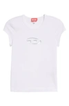 DIESEL T-ANGIE EMBROIDERED LOGO CUTOUT T-SHIRT