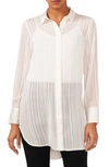Halogen Variegated Tonal Stripe Button-up Tunic Shirt In New Ivory