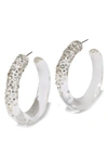 Alexis Bittar Confetti Crystal Lucite Hoop Earrings In Crystal/ Clear