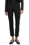 Mango Cropped Slim-fit Trousers Black In Black