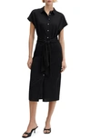 Mango Bow Shirt Dress Black In Black