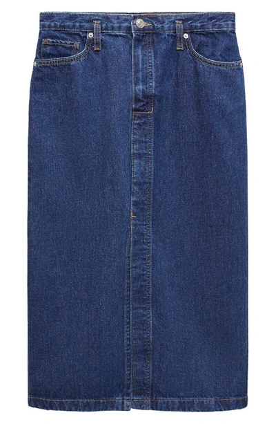 Mango Women's Denim Midi-skirt In Dark Blue