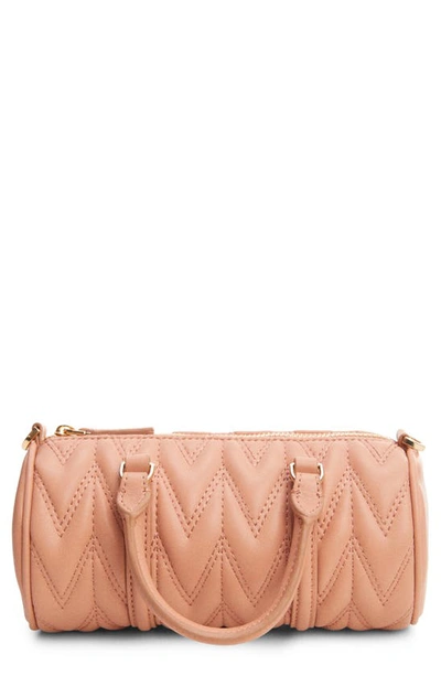 Mango Quilted Double Handle Crossbody Bag In Pastel Pink