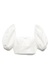MANGO PUFF SLEEVE BRODERIE ANGLAISE CROP TOP