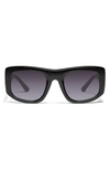 Quay Uniform 53mm Square Sunglasses In Black/ Smoke