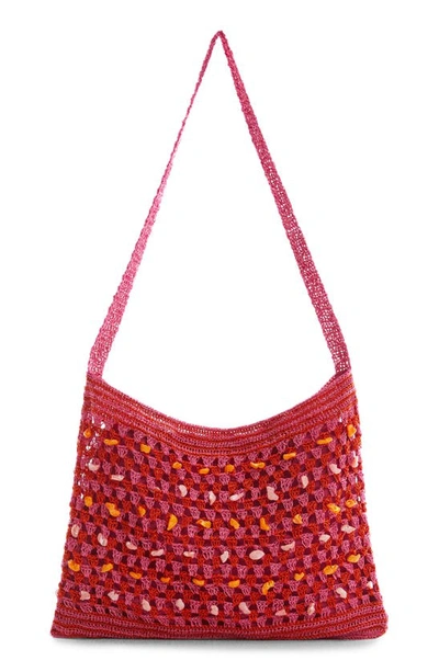 Mango Crochet Bag With Shell Detail Fuchsia