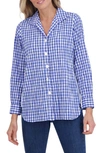 FOXCROFT PANDORA GINGHAM COTTON BLEND BUTTON-UP TOP