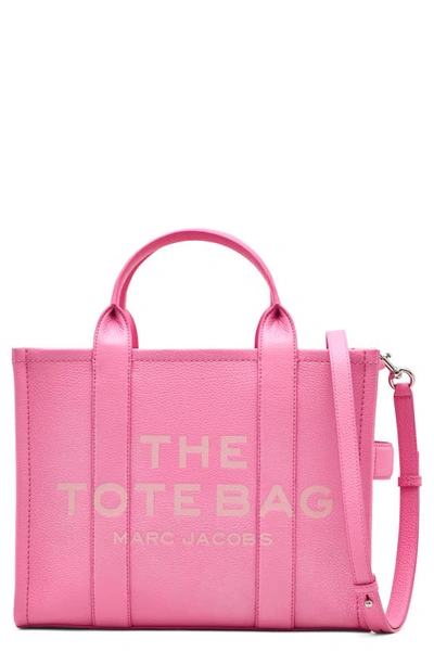 Marc Jacobs The Leather Medium Tote Bag In 666petal Pink