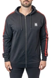 Maceoo Leo Black Hooded Zip-up Sweatshirt In Black