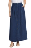 Nydj Womens Pinstripe Tencel Maxi Skirt In Dark Ocean